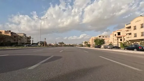Continuous Driving Across Streets New Cairo Showing Urban Roads Traffic And Vídeo Stock 329657117