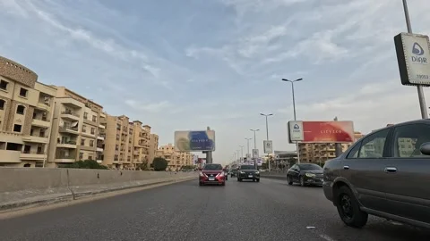 Continuous Driving Across Streets New Cairo Showing Urban Roads Traffic And Stock Footage 329764825
