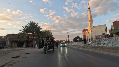 Continuous driving journey across Cairo Fayoum Desert Road through desert Stock-Footage 330082621