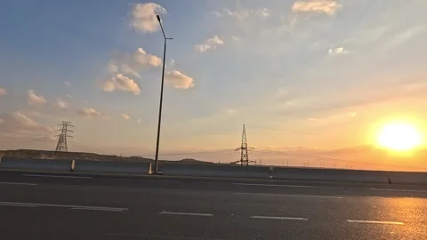 Continuous Driving Through Cairo Ain Sokhna Desert Highway With Vehicle Traffic Stock Footage 330010817