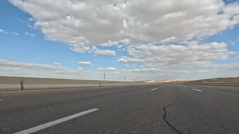 Continuous Driving Through Cairo Ain Sokhna Desert Highway Showing Vehicle Flow Vídeos de archivo 330030606