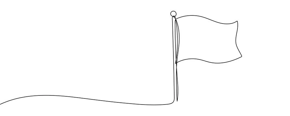 Continuous editable line drawing of flag. One line drawing of flag icon. Flag Stock Illustration