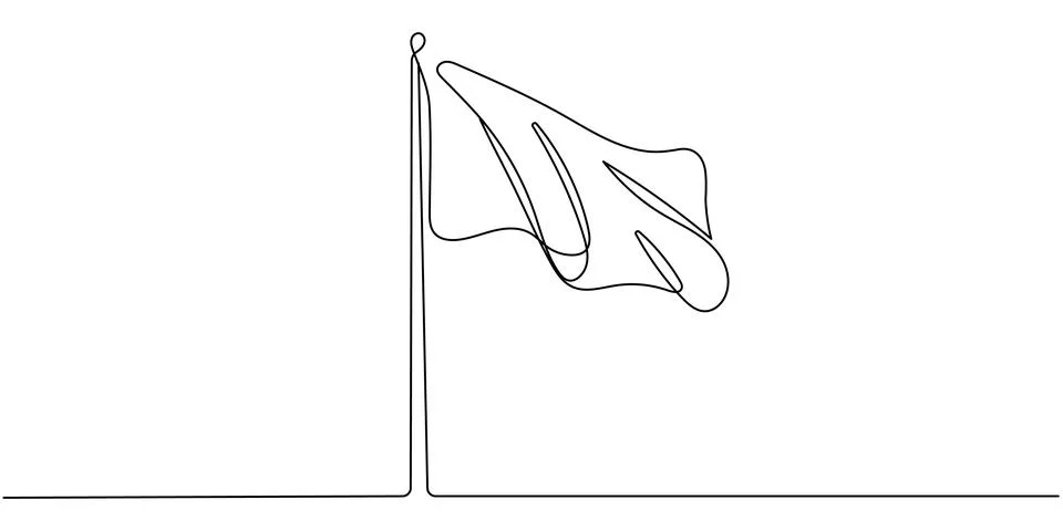 Continuous editable line drawing of flag. One line drawing of flag icon. Fl.. Stock Illustration