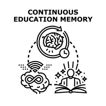 Continuous education developing memory and learning process Stock Illustration