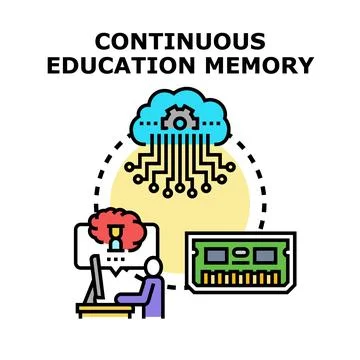 Continuous education memory learning cloud concept Stock Illustration