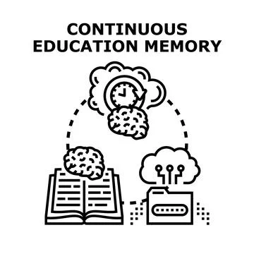 Continuous education process storing knowledge and memory Stock Illustration