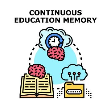 Continuous education process storing knowledge and memory Stockillustratie