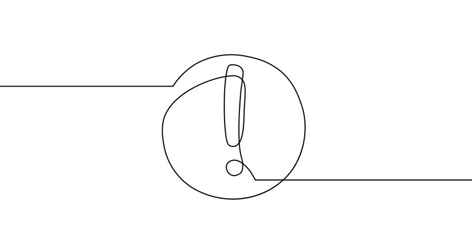 Continuous exclamation line caution stop sign attention danger alert mark icon Illustrazione stock