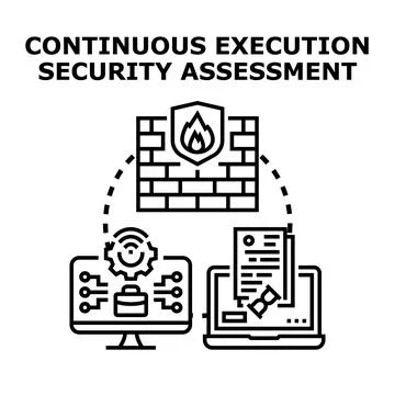 Continuous execution security assessment concept vector icon Stock Illustration