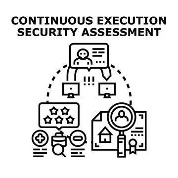 Continuous execution security assessment concept vector illustration Ilustración de archivo