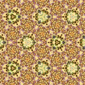 Continuous fabric mosaic wallpaper texture. Repeat islamic graphic pattern, o Stock Illustration