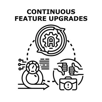 Continuous feature upgrades concept with improvement loop Stock Illustration