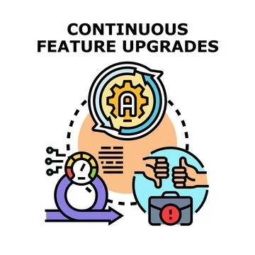 Continuous feature upgrades concept with improvement loop Stock Illustration