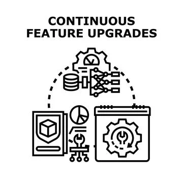 Continuous feature upgrades development cycle concept Stock Illustration