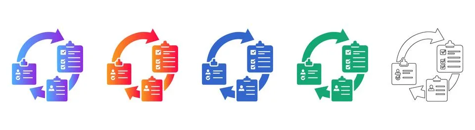 Continuous Feedback Loop Icon Set Иллюстрация