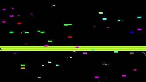 Continuous flashing of colored stripes and squares on a black screen. Glitch Stock Footage 157226280