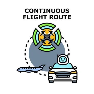 Continuous flight route planning and autonomous transport system Illustrazione stock