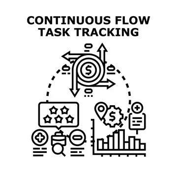Continuous flow task tracking process management concept Stock Illustration