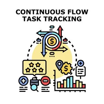Continuous flow task tracking process management concept Stock Illustration