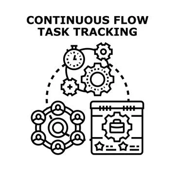 Continuous flow task tracking system management process Illustrazione stock