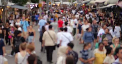 Continuous flow of tourists at Chatuchak market, blurred view Stock Footage 326375334