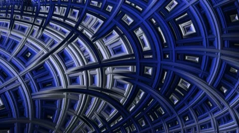 Continuous Fractal Loop: Cool Blue Archway Stock Footage 43351115