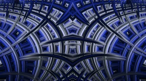 Continuous Fractal Loop: Cool Blue Arches Stock Footage 43351756