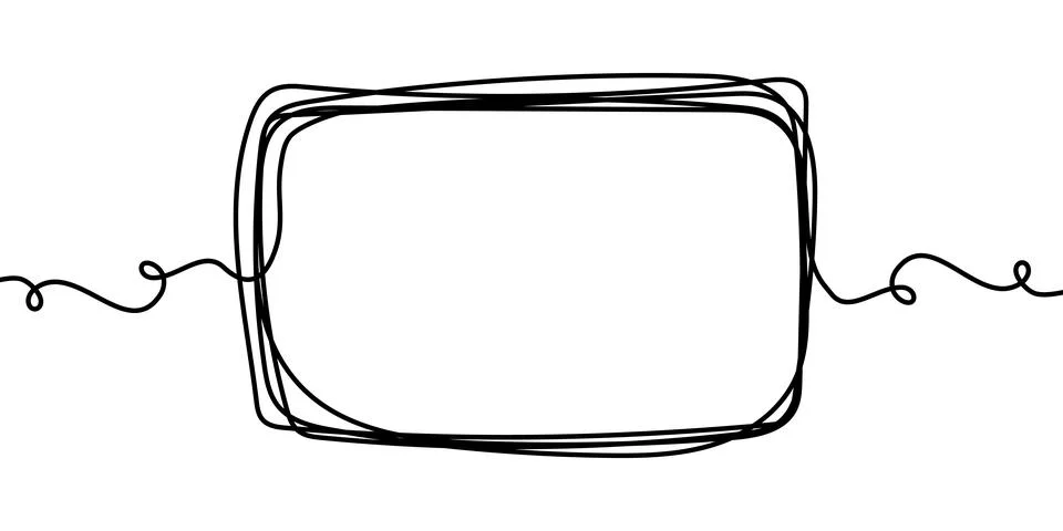 Continuous frame line art black square border vector one pencil doodle. Scribble Stock-Illustration