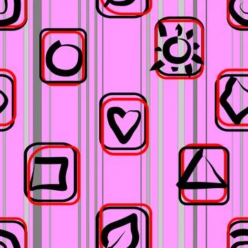 Continuous geometric pattern on a pink background, graphics Stock Illustration