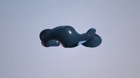 A continuous geometric ribbon sculpture rotates in a seamless loop 動画素材 341486610
