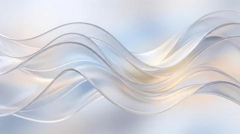 Continuous glass wave flow with soft light reflections and pearlescent text.. Stock Illustration