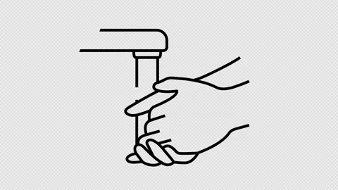 Continuous hand washing under tap graphic animation. Alpha channel Stock Footage 301457766