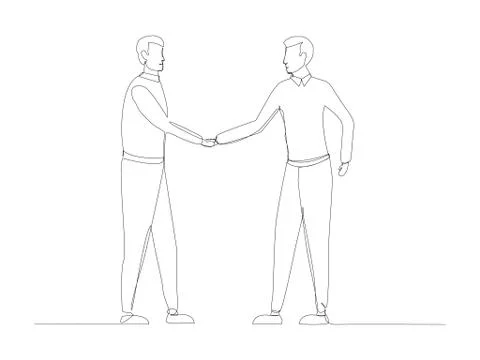 Continuous handshake line businessmen vector Stock Illustration