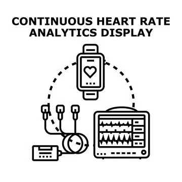 Continuous heart rate analytics display vector illustration Stock Illustration