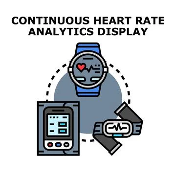 Continuous heart rate analytics display system devices Stock Illustration
