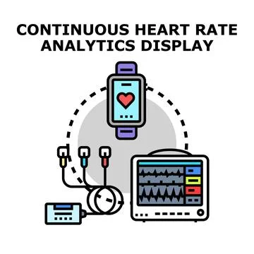 Continuous heart rate analytics display vector illustration Stock Illustration
