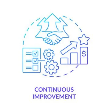 Continuous improvement blue gradient icon 스톡 일러스트
