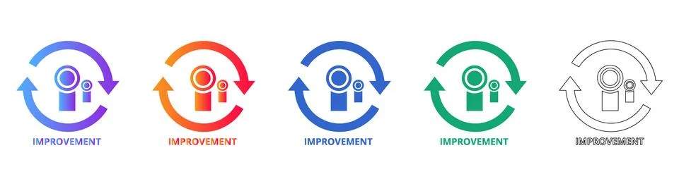 Continuous Improvement Cycle Icon Set Illustrazione stock
