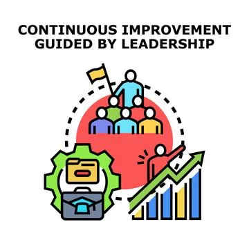 Continuous improvement guided by leadership and business growth Stock Illustration