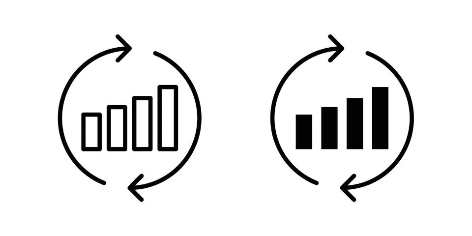 Continuous improvement icon vector concepts, line and silhouette style Stock Illustration