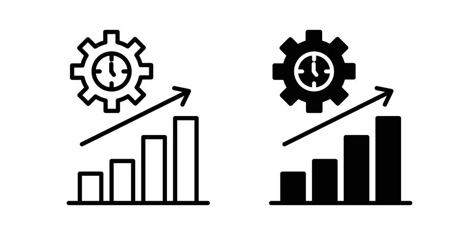 Continuous improvement icon vectors. Illustrations in black Illustrazione stock