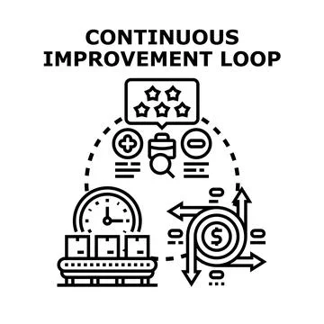 Continuous improvement loop concept with business process Stock Illustration