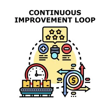 Continuous improvement loop concept with business process Stock Illustration