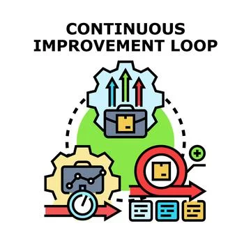 Continuous improvement loop concept with gears and arrows Stock Illustration