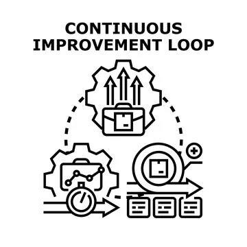 Continuous improvement loop concept with gears and arrows 스톡 일러스트