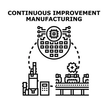 Continuous improvement manufacturing process with automated production line Stock Illustration