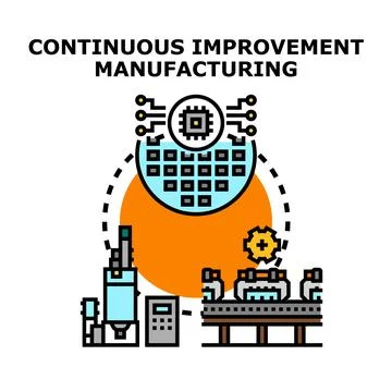 Continuous improvement manufacturing process with automated production line Stock Illustration