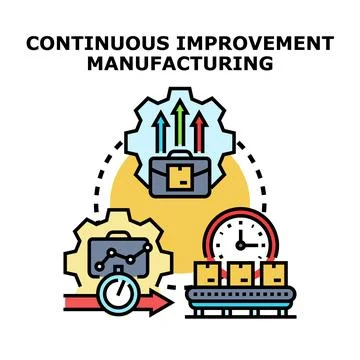 Continuous improvement manufacturing process for business efficiency Stock Illustration