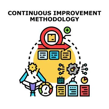 Continuous improvement methodology elevating business process strategy 库存插图