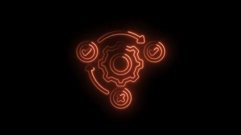 Continuous improvement neon illustration showing mechanism with check marks.. Stock Footage 312307431